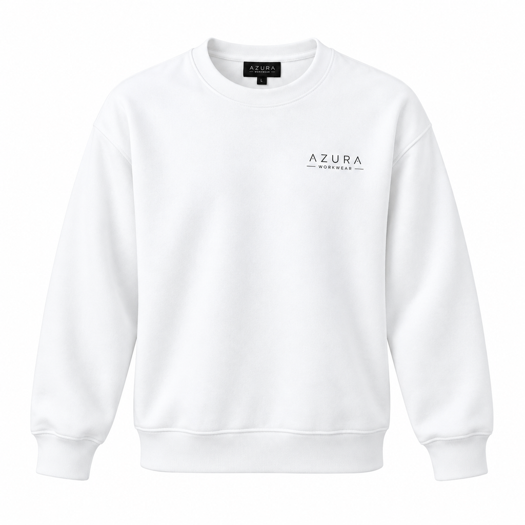 Sweatshirt Bisiklet Yaka Içi 2 Iplik Pamuklu Normal Kesim Beyaz