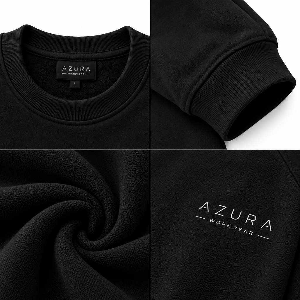 Sweatshirt Bisiklet Yaka Içi 2 Iplik Pamuklu Normal Kesim Siyah