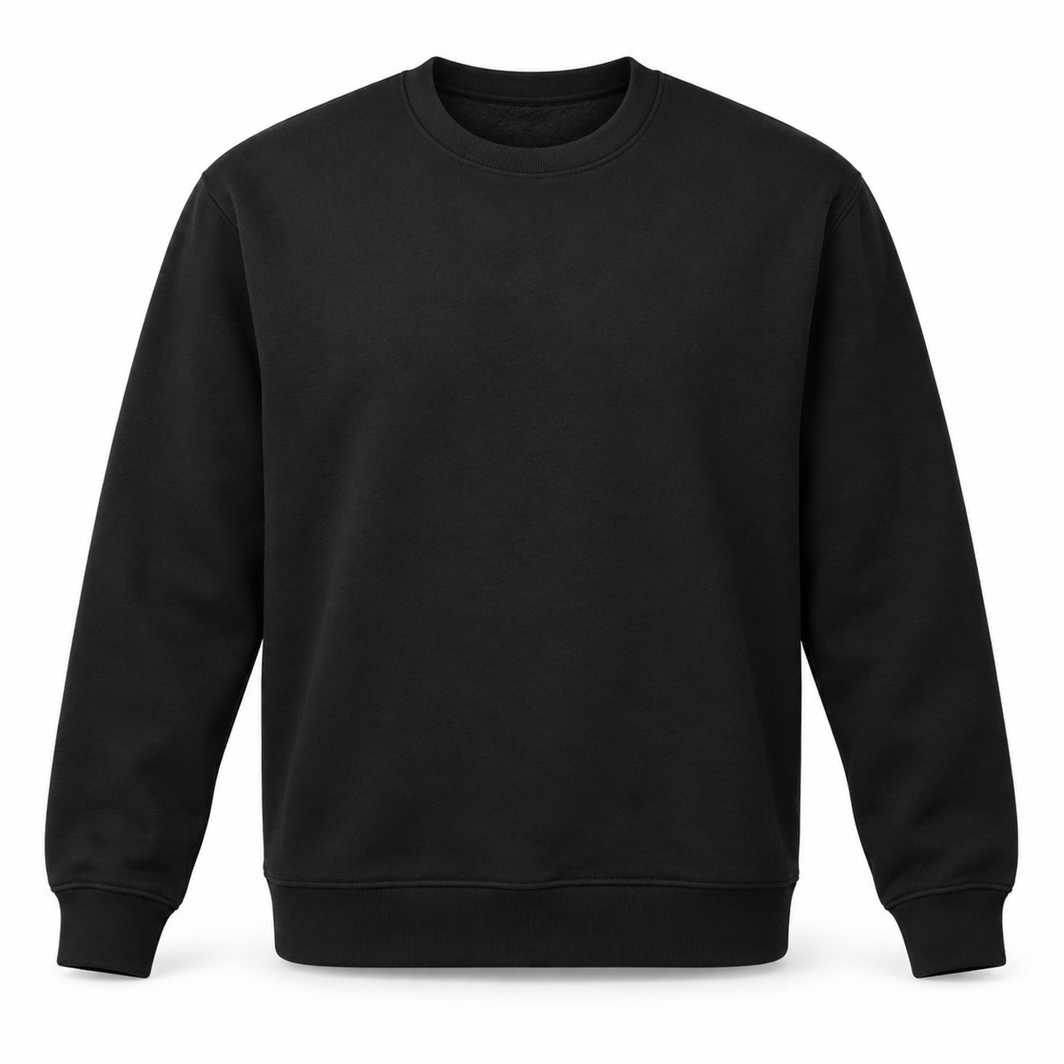 Siyah 3 iplik polarlı bisiklet yaka sweatshirt