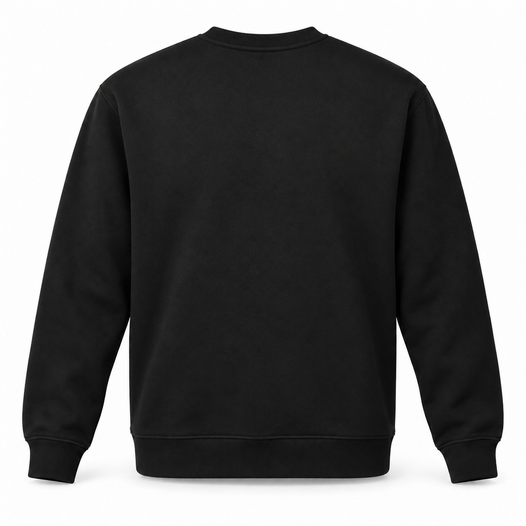 Siyah 3 iplik polarlı sweatshirt arka görünüm
