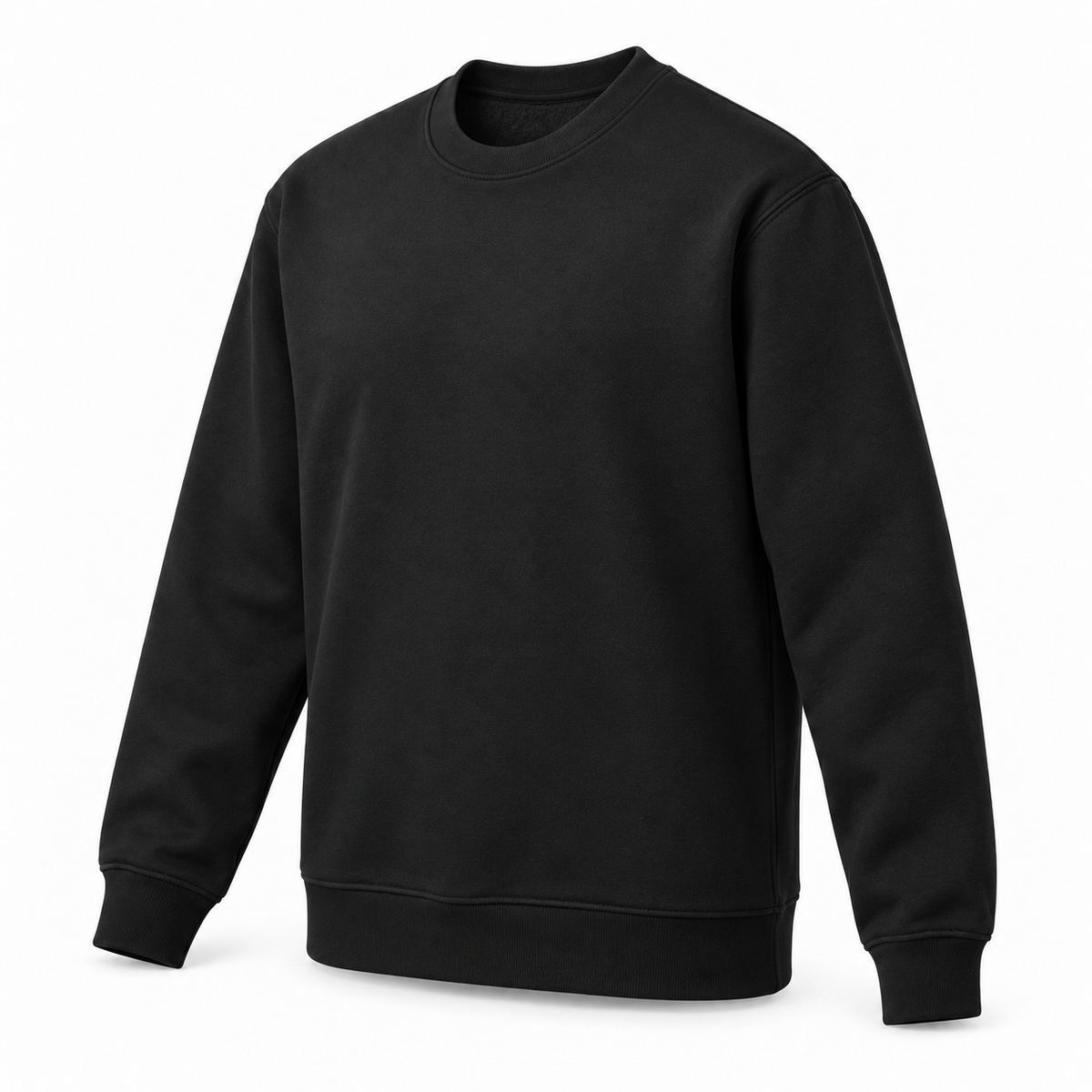 Siyah 3 iplik polarlı sweatshirt hafif önden sol yan görünüm
